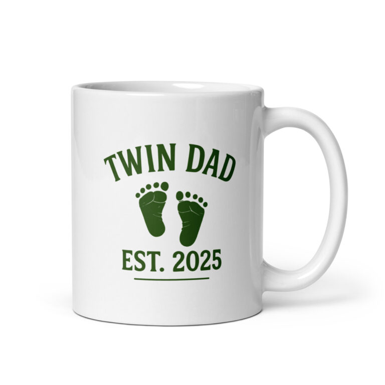 Twin Dad mug, established 2025 design.