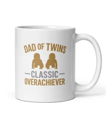 Mug with 'Dad of Twins' design.