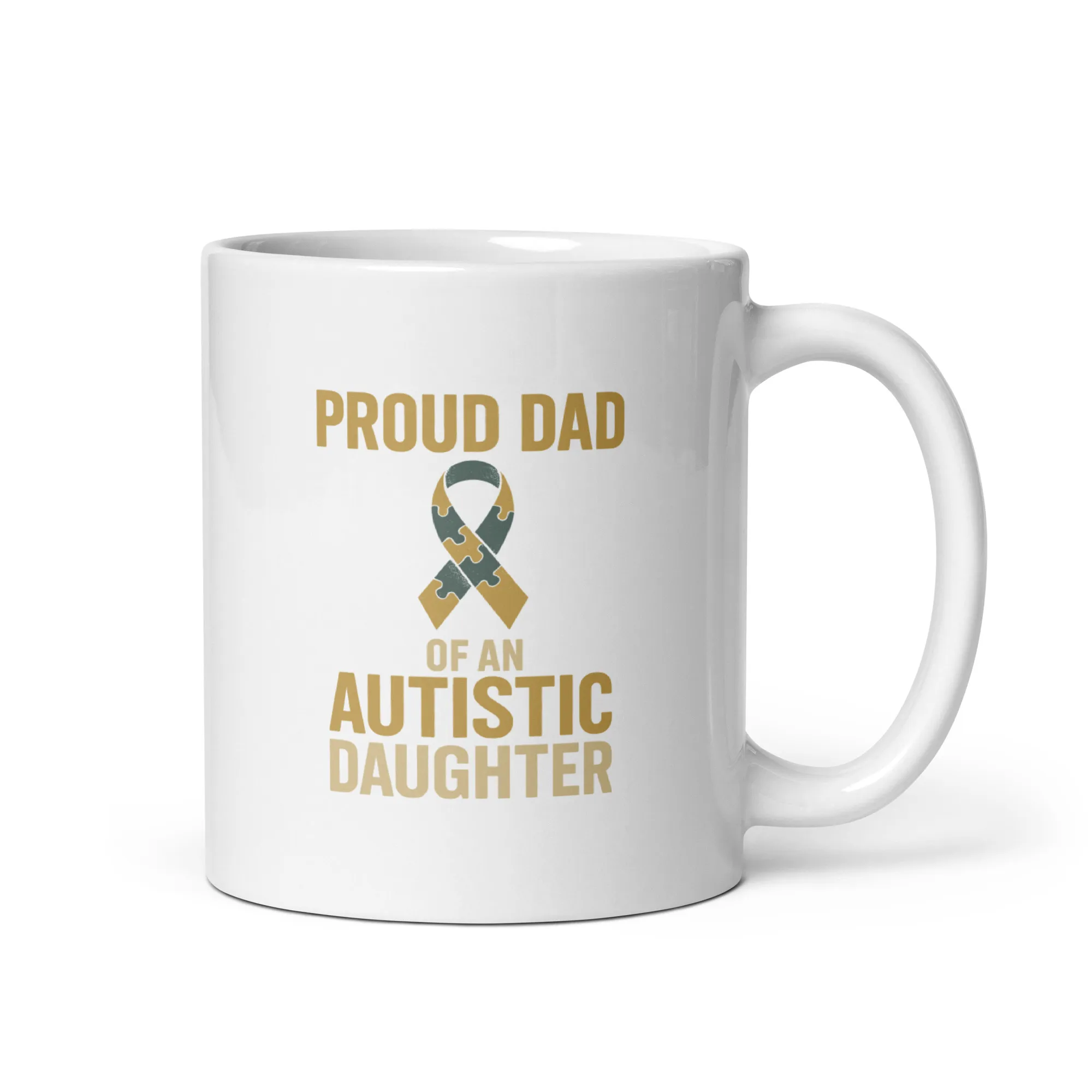 white-glossy-mug-white-11-oz-handle-on-right-68f87080493cb.jpg Proud Dad of an Autistic Daughter Ceramic Mug - Image 1