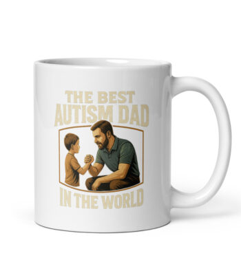 Mug with 'The Best Autism Dad' message.