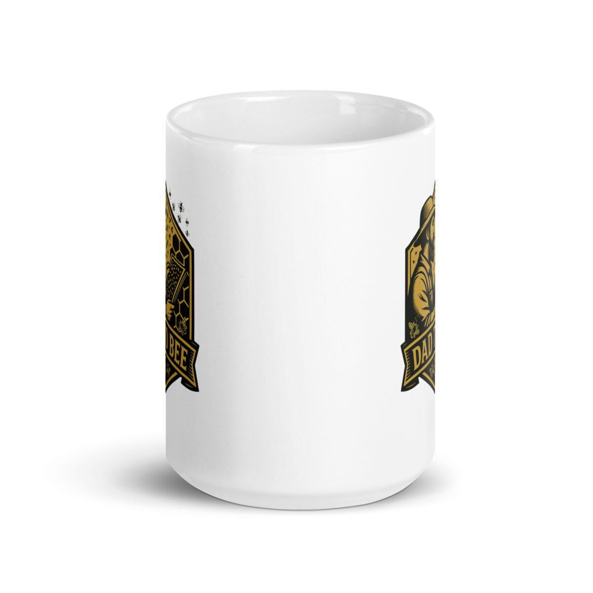 White mug with vintage dad and bee design.