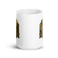 White mug with vintage dad and bee design.