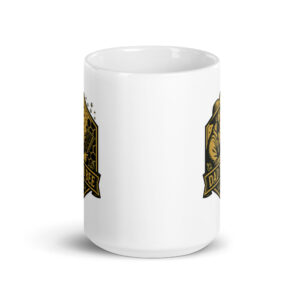 White mug with vintage dad and bee design.