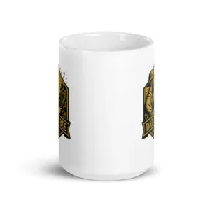 White mug with vintage dad and bee design.