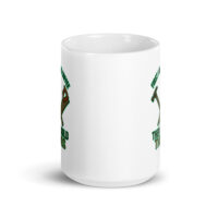 White mug with axe and text design