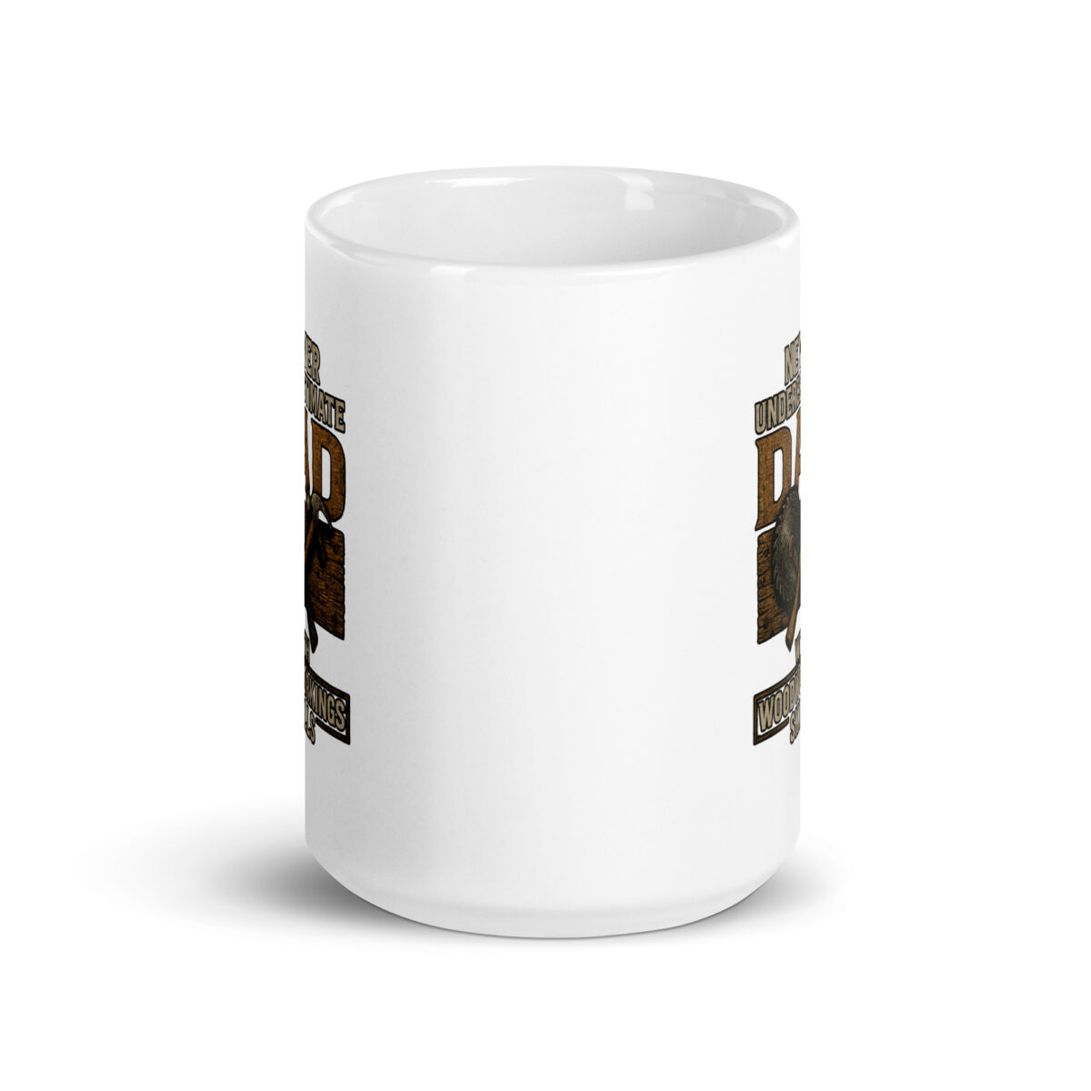 White mug with humorous dad-themed inscription