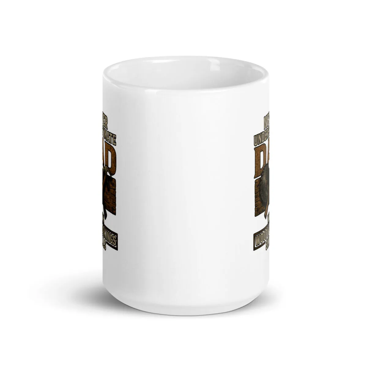 White mug with humorous dad-themed inscription