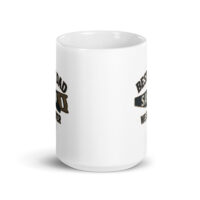 White mug with best dad graphic design.