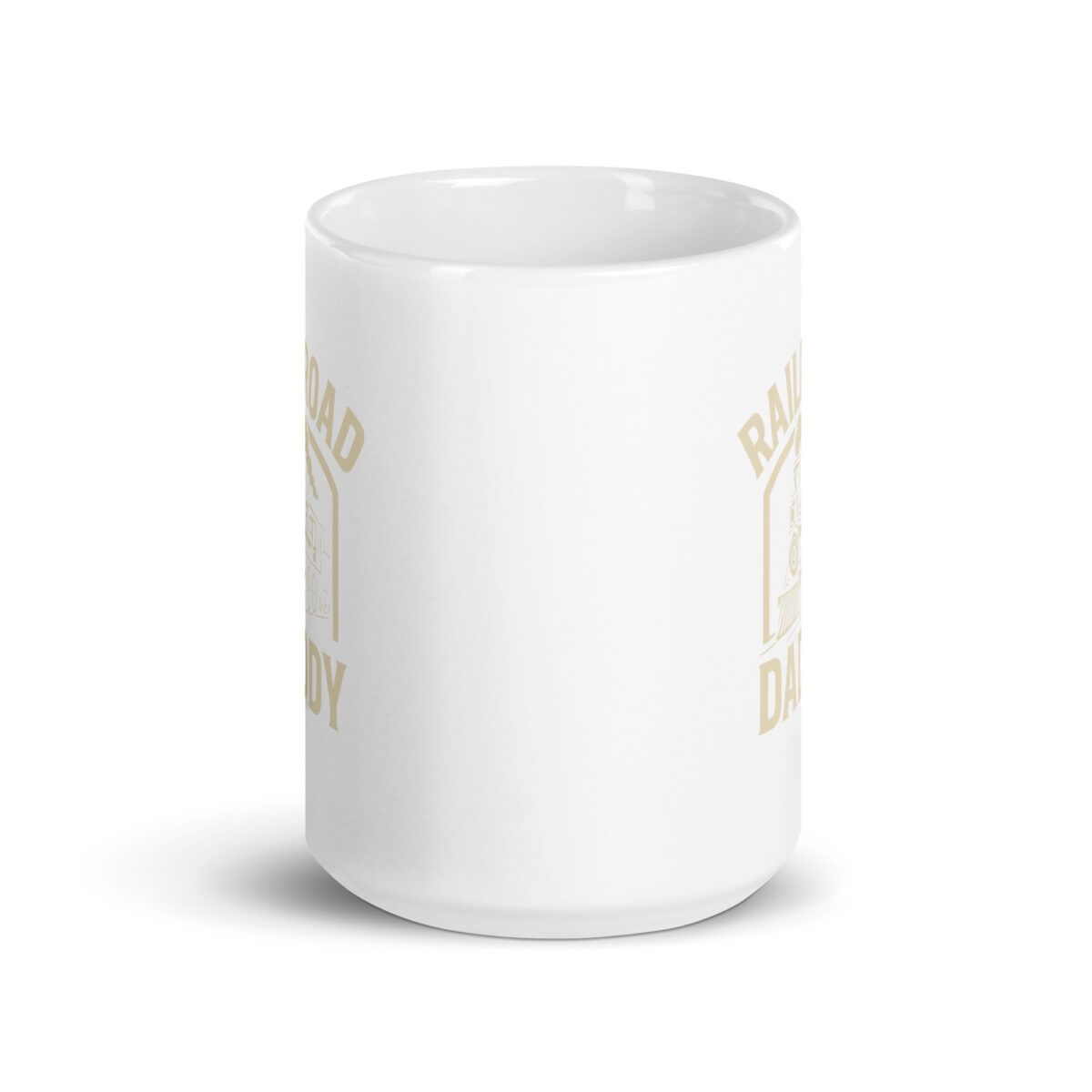 White mug with Railroad Dad logo