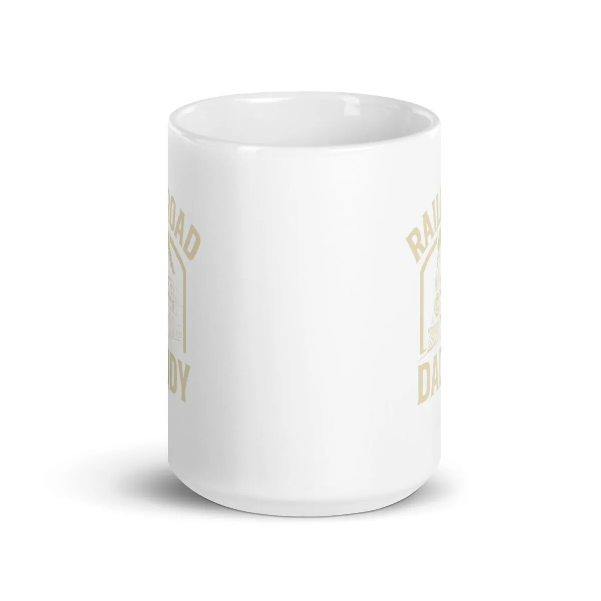 White mug with Railroad Dad logo