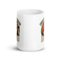 White mug with birdwatching dad design