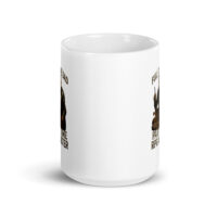 White mug with gaming-themed design.