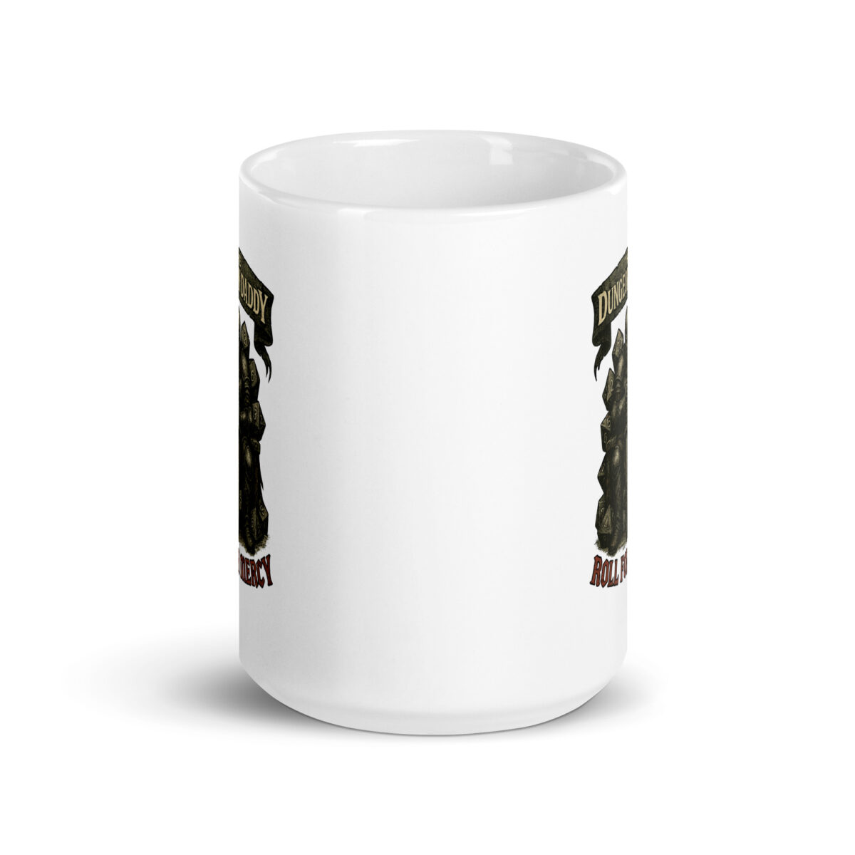 White mug with fantasy-themed design