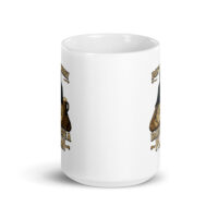 White mug with humorous dad-themed design.