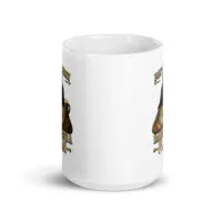White mug with humorous dad-themed design.