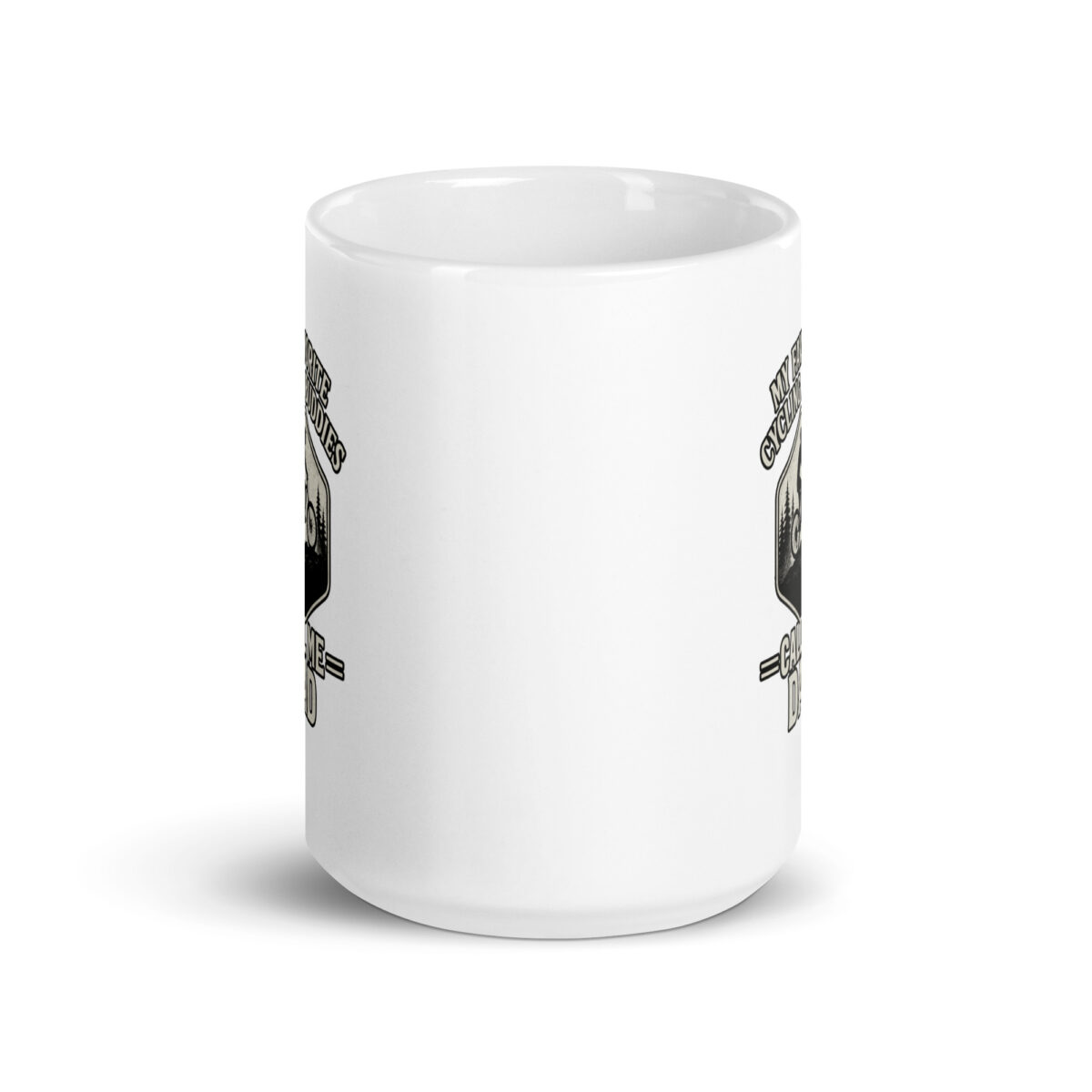 White mug with vintage graphic design