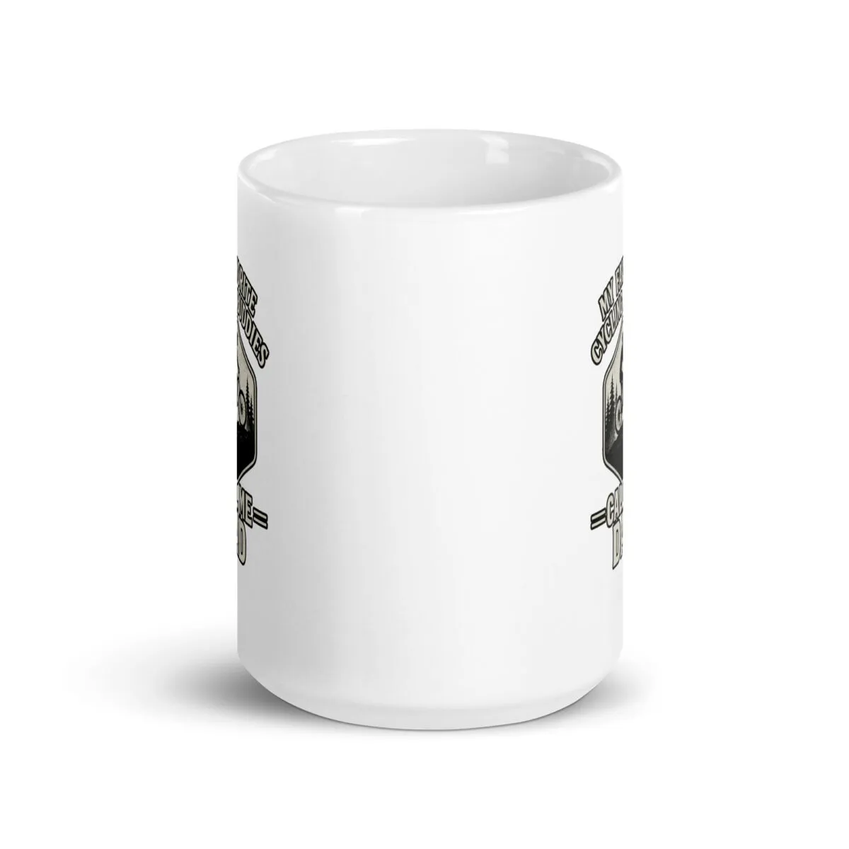 White mug with vintage graphic design