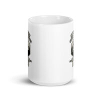White mug with vintage graphic design