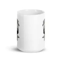 White mug with vintage graphic design
