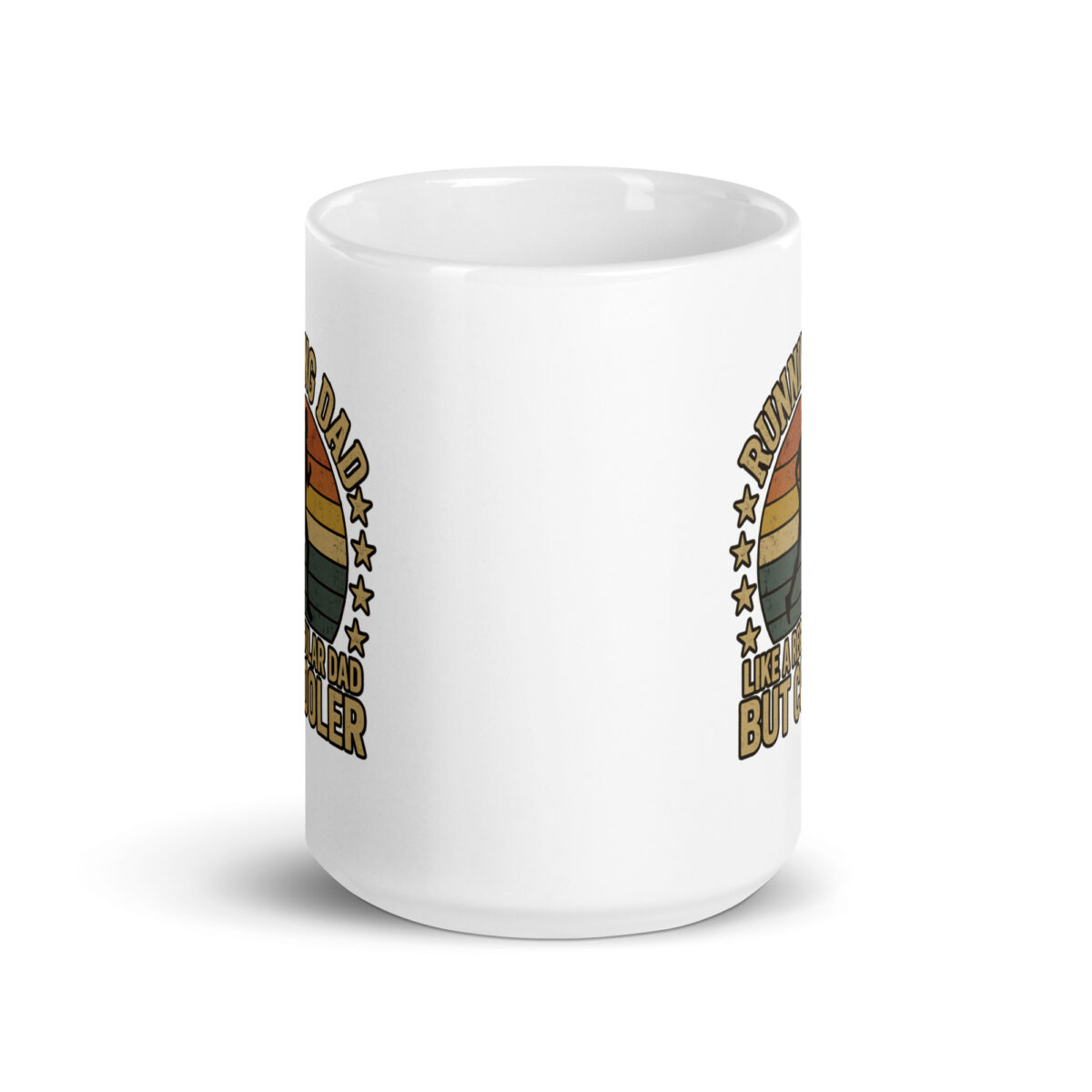 White mug, humorous retro design about dad.