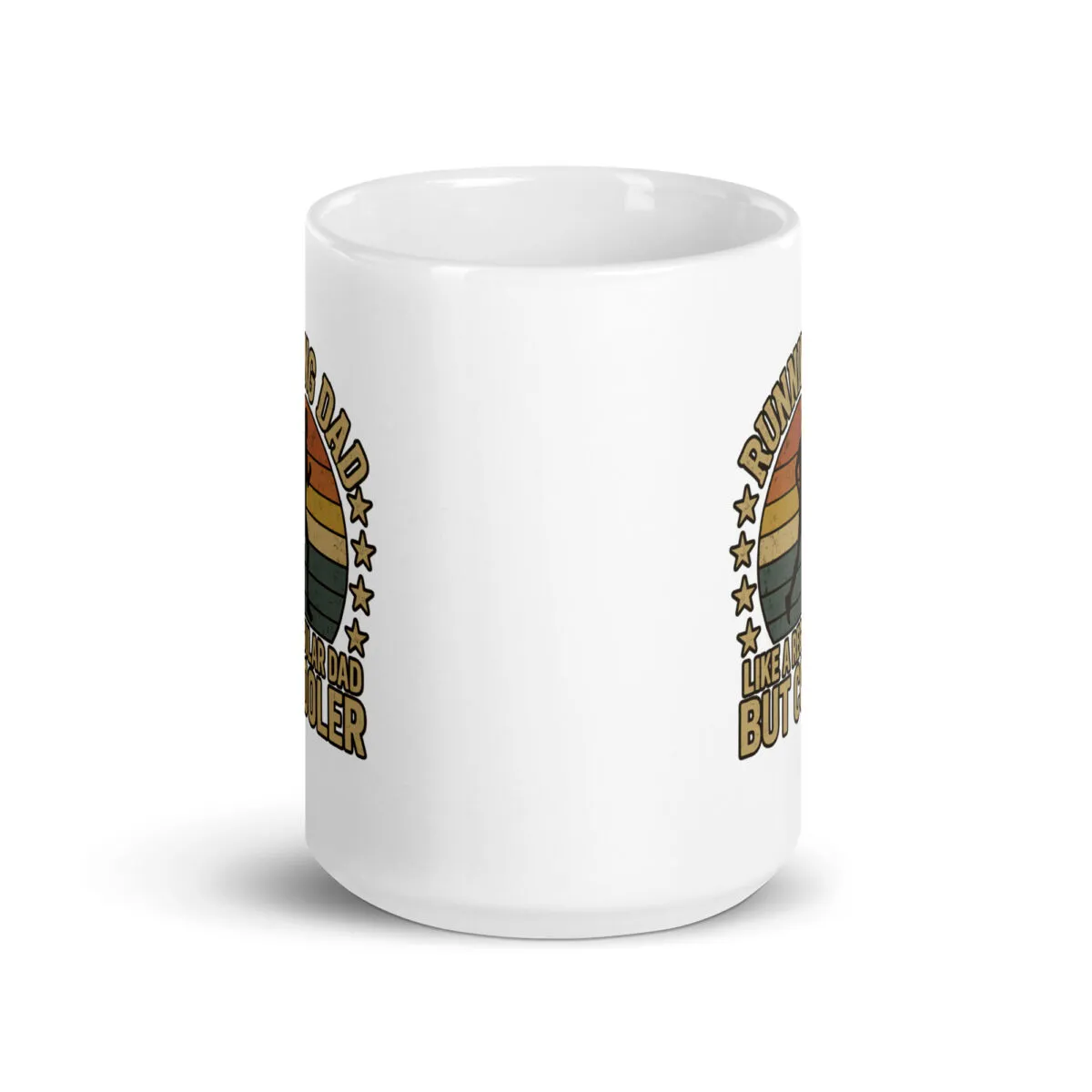 White mug, humorous retro design about dad.