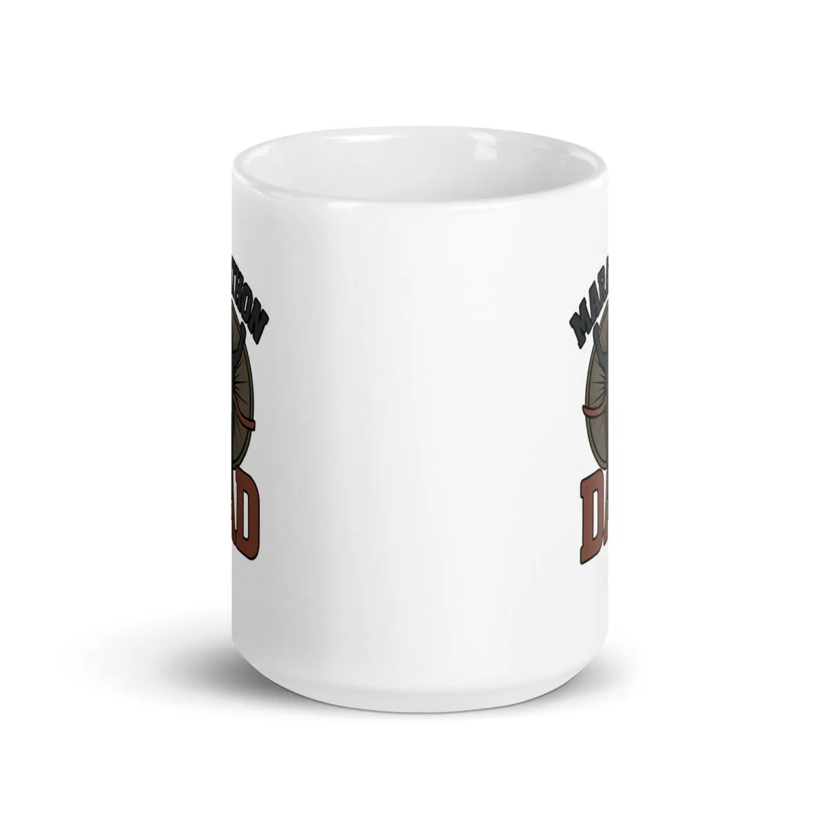 White mug with Viking helmet design