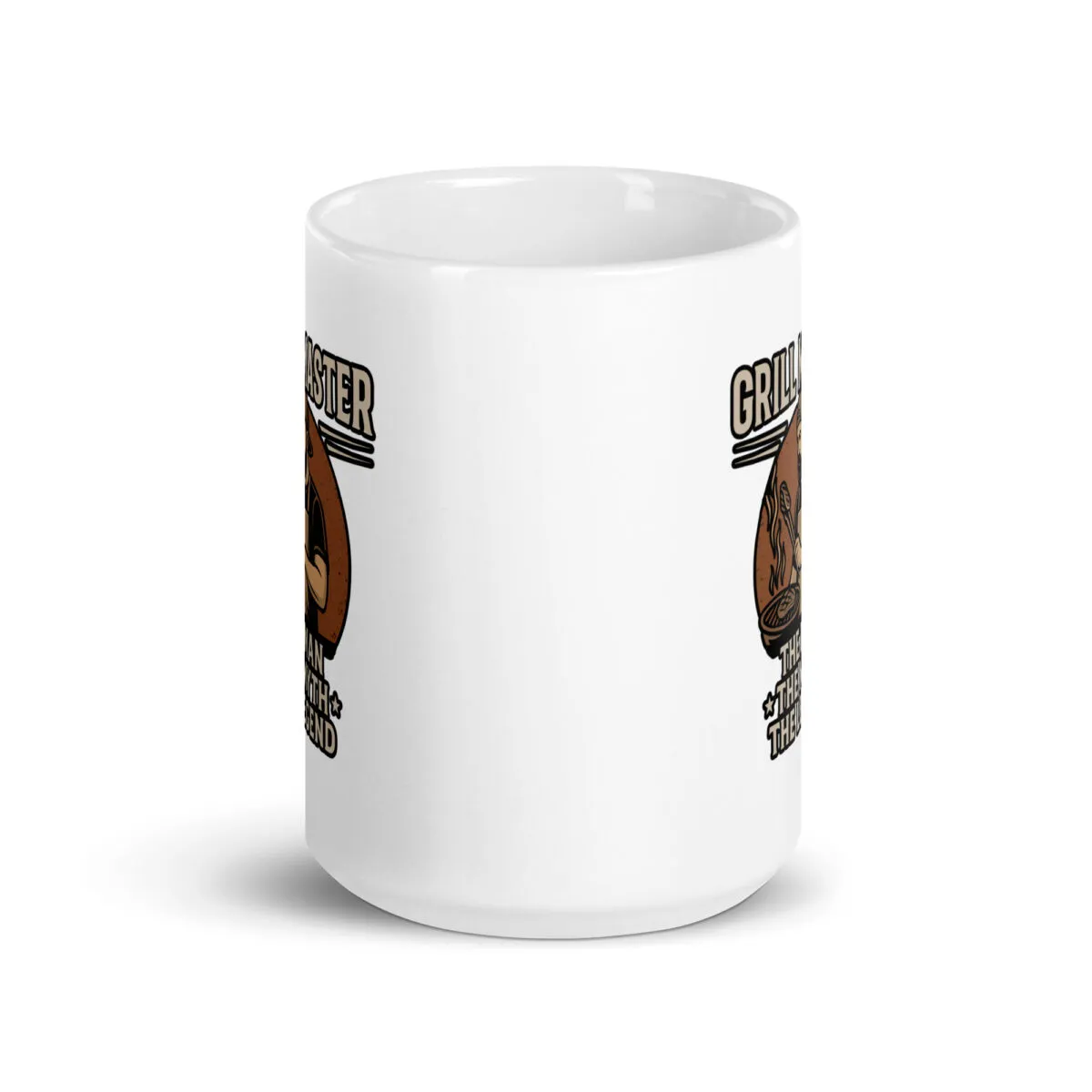 White mug with grill master design