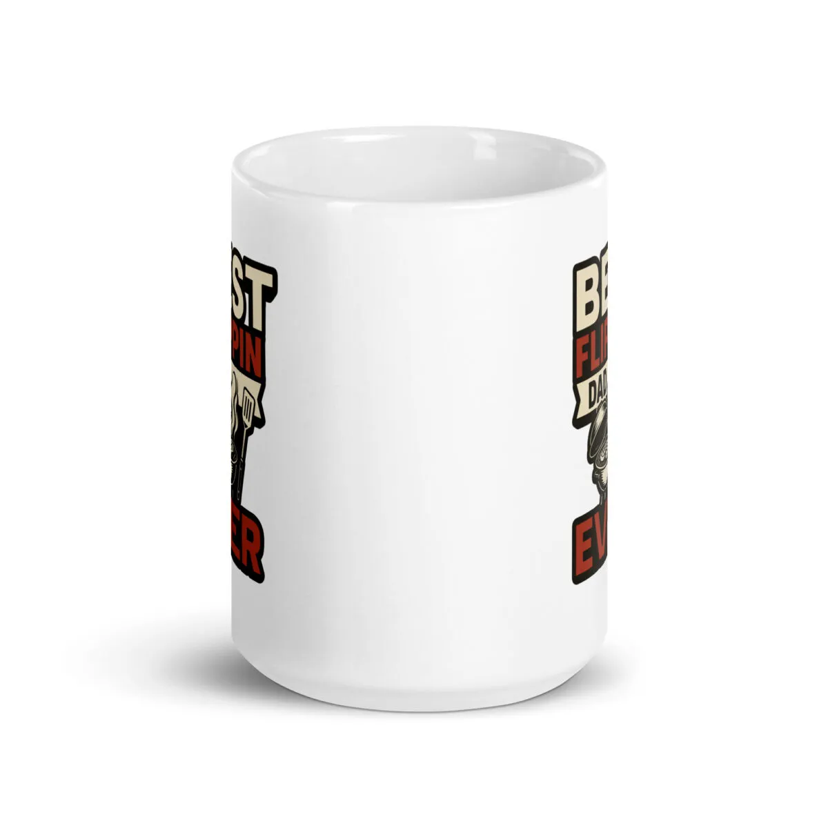 White mug with grilling dad design.