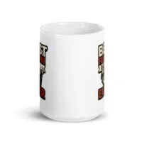 White mug with grilling dad design.