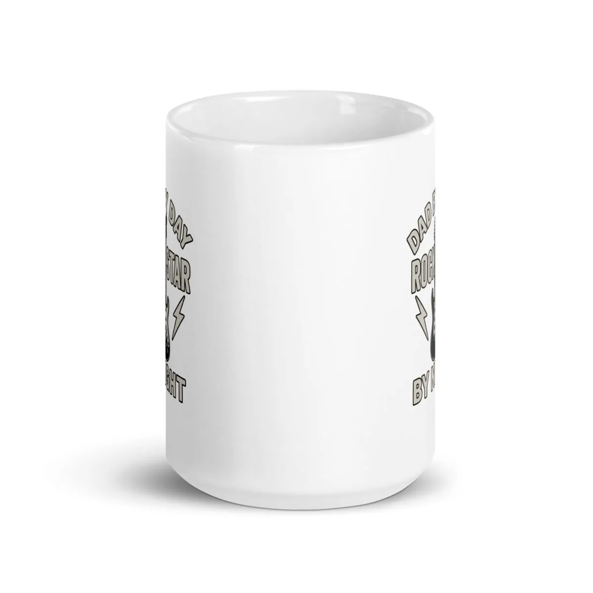 Dad rockstar mug with guitar design.