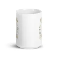 White mug with gardening theme design