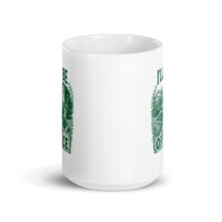 White mug with green outdoor design