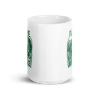 White mug with green outdoor design