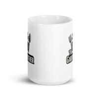 White mug with garden-themed design