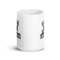 White mug with garden-themed design