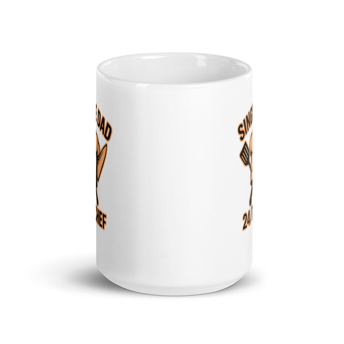 White mug with humorous dad chef graphic.