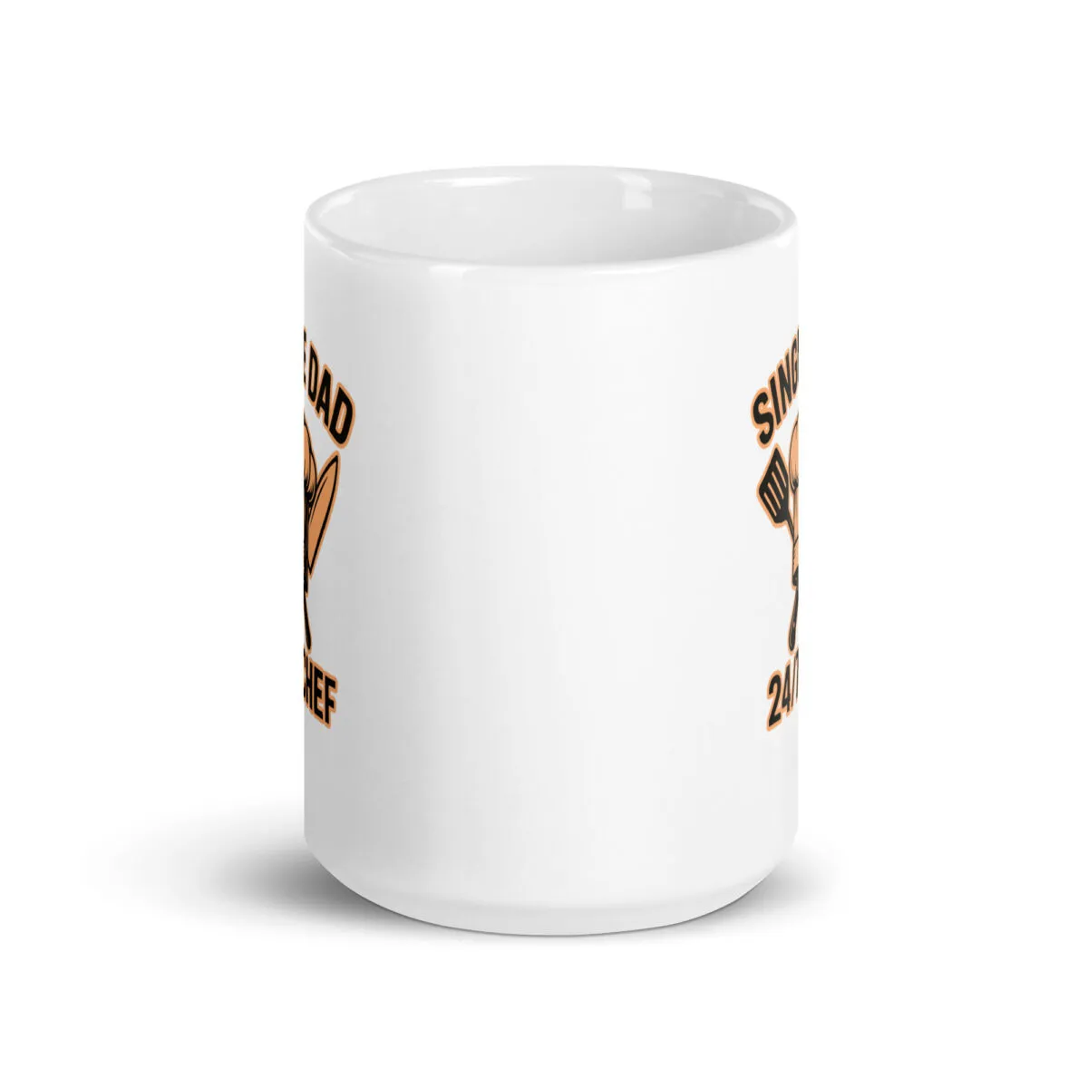 White mug with humorous dad chef graphic.