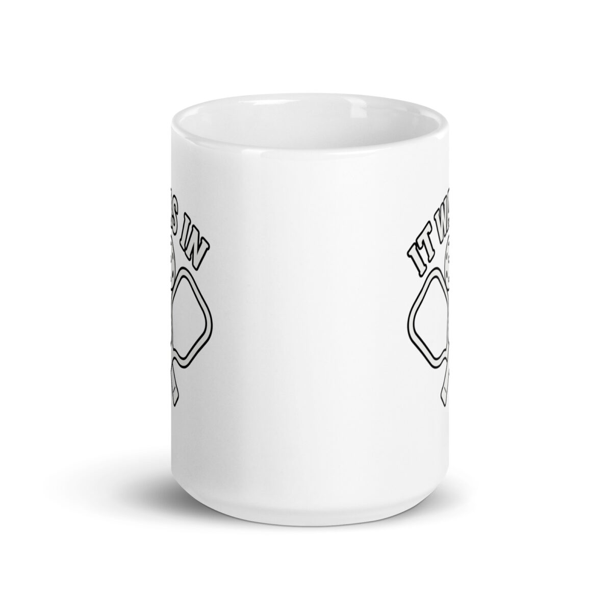 White mug with black pan illustration