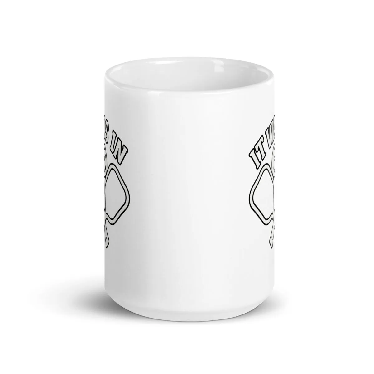 White mug with black pan illustration