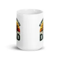 White mug with chess-themed dad design