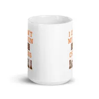 White ceramic mug with chess-themed design.
