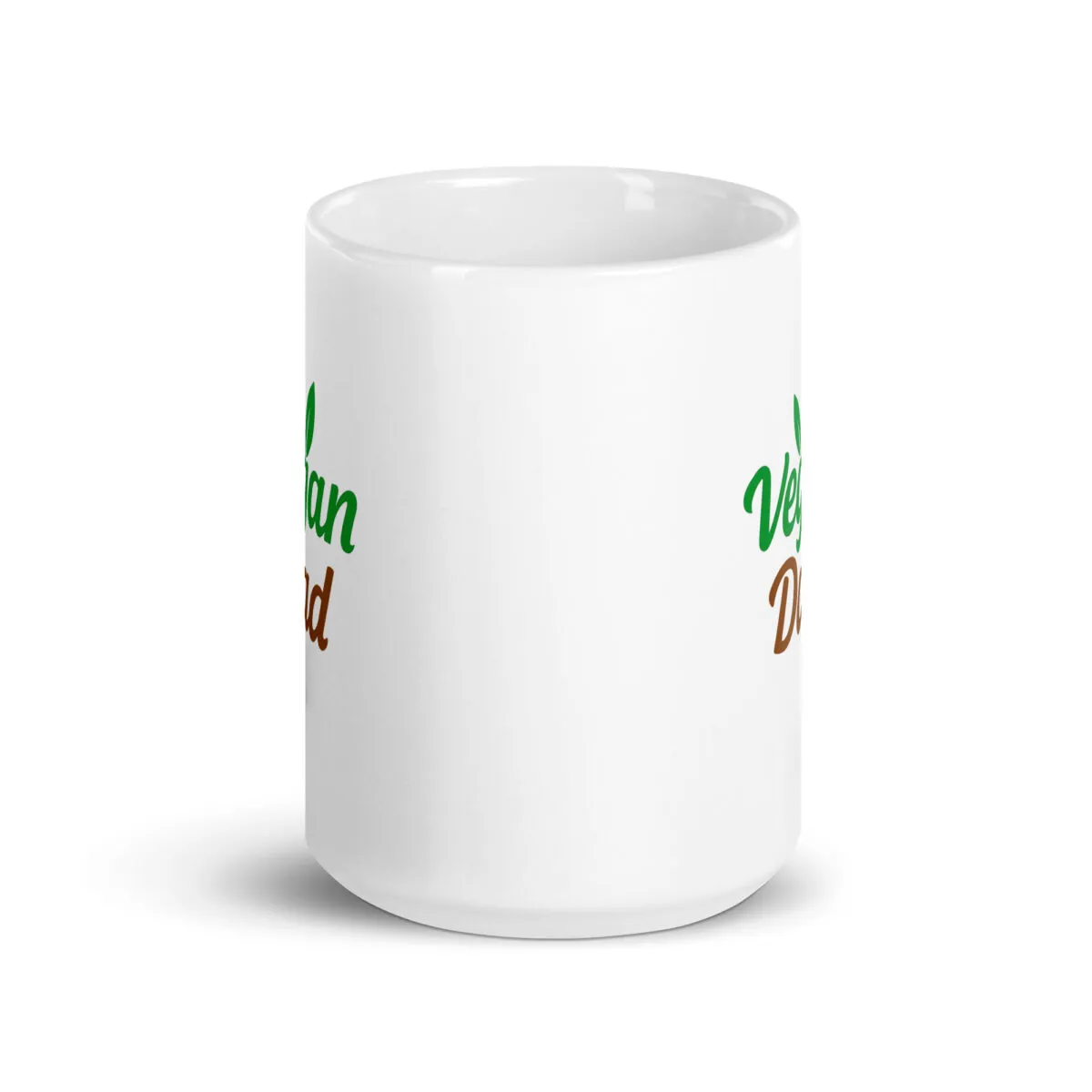 White mug with vegan-themed design