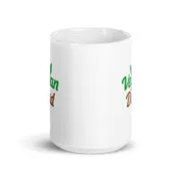 White mug with vegan-themed design