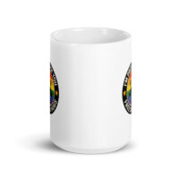 White mug with rainbow pride design