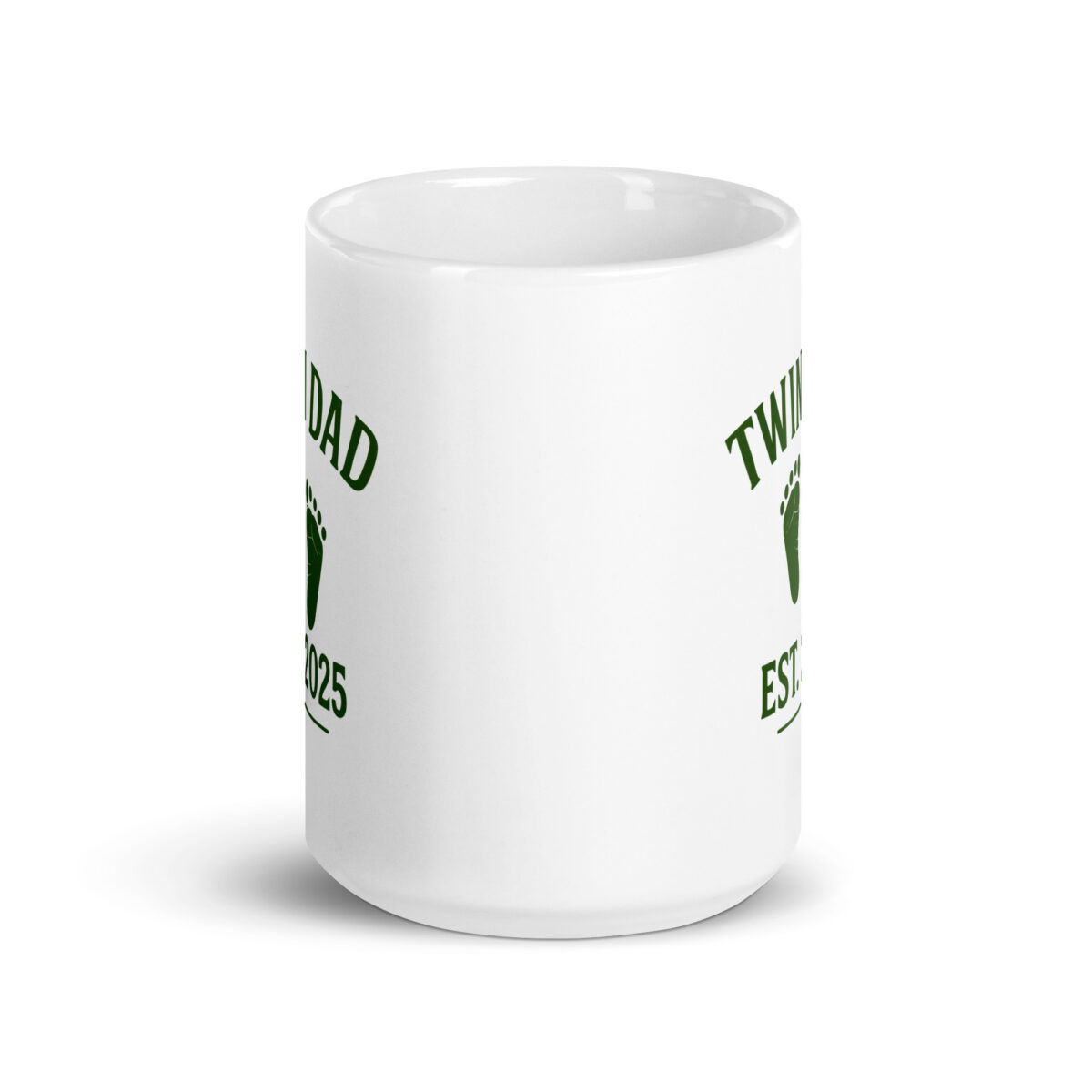 White mug with Twin Dad Est. 2025 design