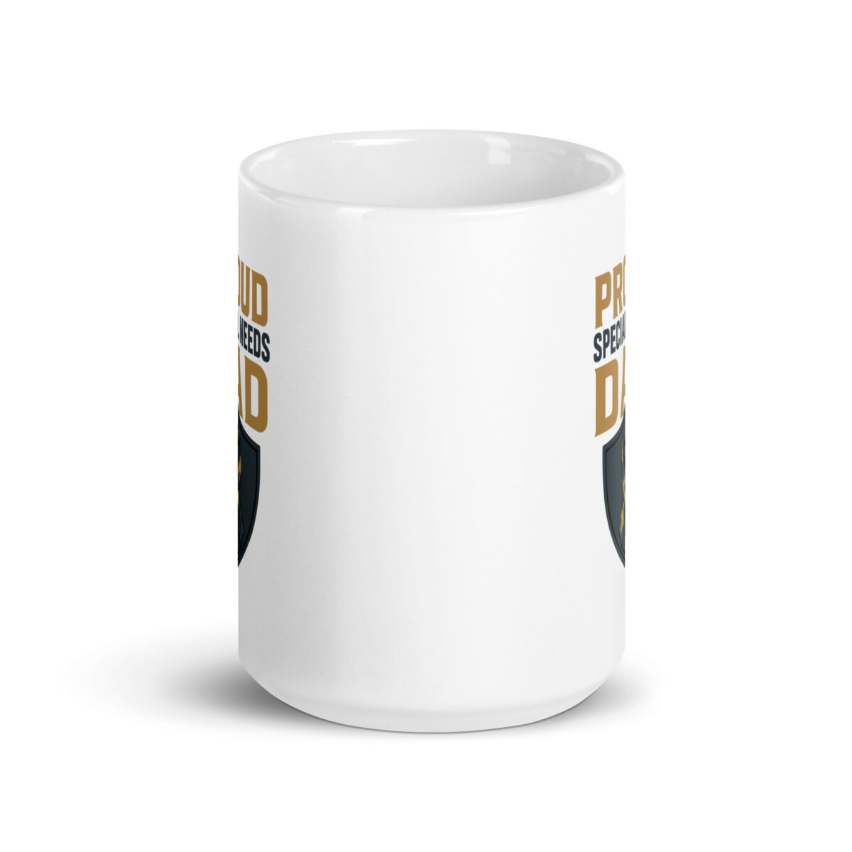 White mug with text design for dads.