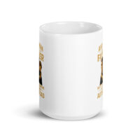 White mug with father-themed text and designs.