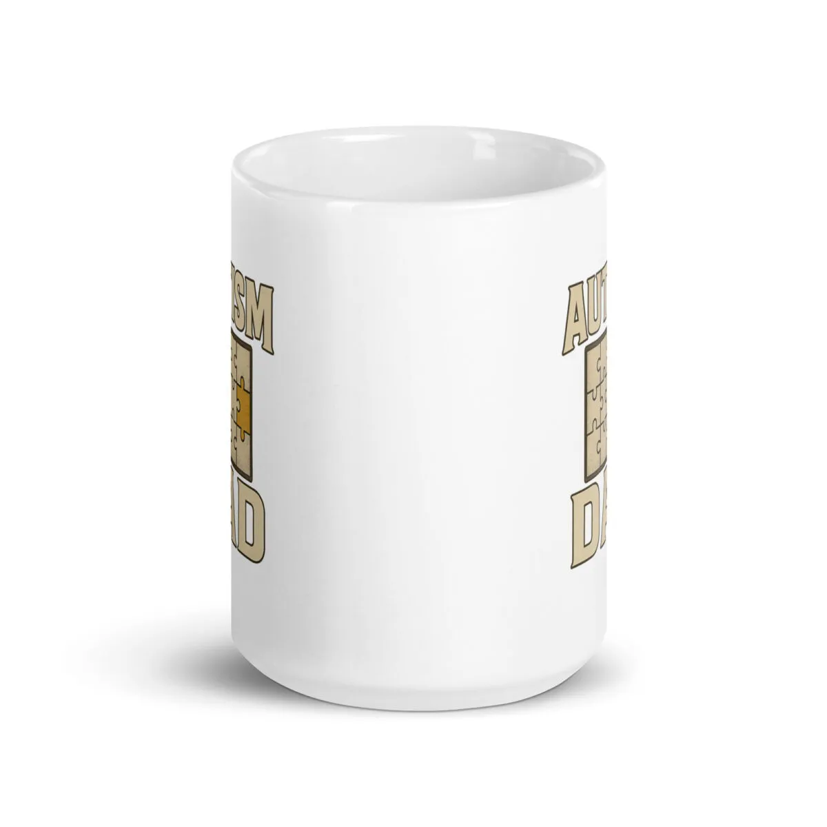 White mug with Autism Dad design