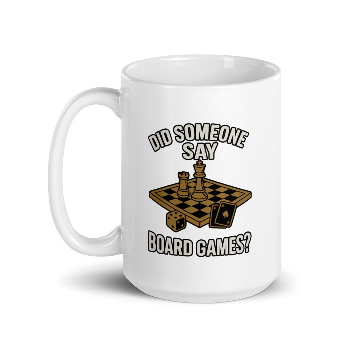 Mug with board games text and images.