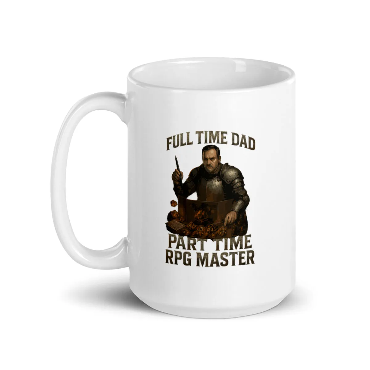 Mug with 'Full Time Dad, Part Time RPG Master' design.